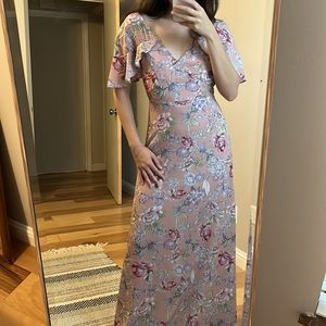 Blush pink floral maxi dress